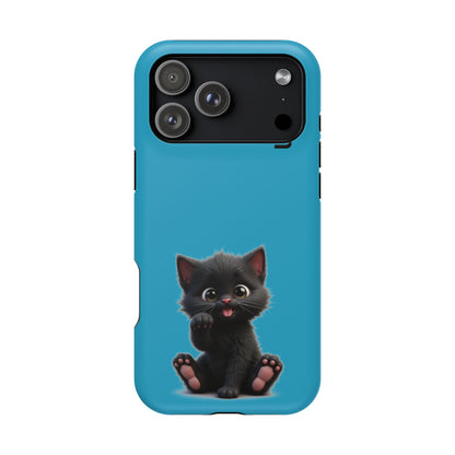 Personalized Black Kitten Phone Case - Custom Name Cat Lover Gift | Cute Teal Blue iPhone Cases for Women & Girls