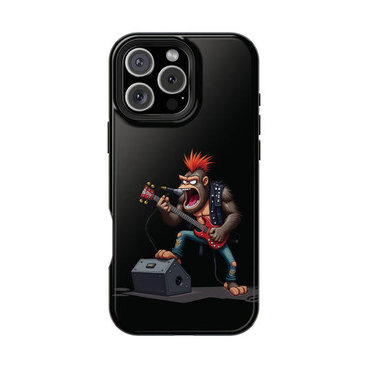 Punk Rock Gorilla iPhone Case - Funny Music Gift, Edgy Aesthetic, Animal Lover Gift