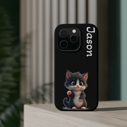 Personalized Kitten Phone Case - Custom Name Cat Lover Gift | Cute Black iPhone Cases for Women & Girls