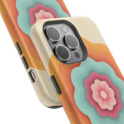 Retro Flower Phone Case - 70s Aesthetic iPhone Case, Vintage Gift Idea, Layered Floral Design