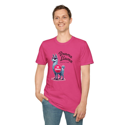Funny Drama Llama Security Team T-Shirt – Sarcastic Llama with Sunglasses & “No Drama” Stop Sign, Ironic Humor Gift for Chill People