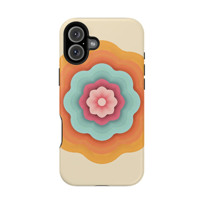 Retro Flower Phone Case - 70s Aesthetic iPhone Case, Vintage Gift Idea, Layered Floral Design