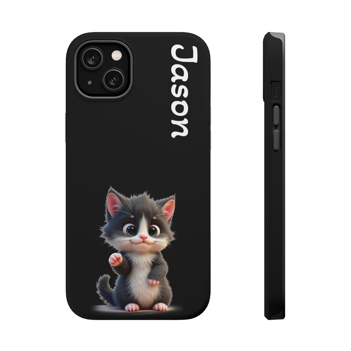 Personalized Kitten Phone Case - Custom Name Cat Lover Gift | Cute Black iPhone Cases for Women & Girls