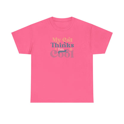 Funny Cat Lover T-Shirt – “My Cat Thinks I’m Cool” Graphic Tee – Gift for Proud Pet Owners