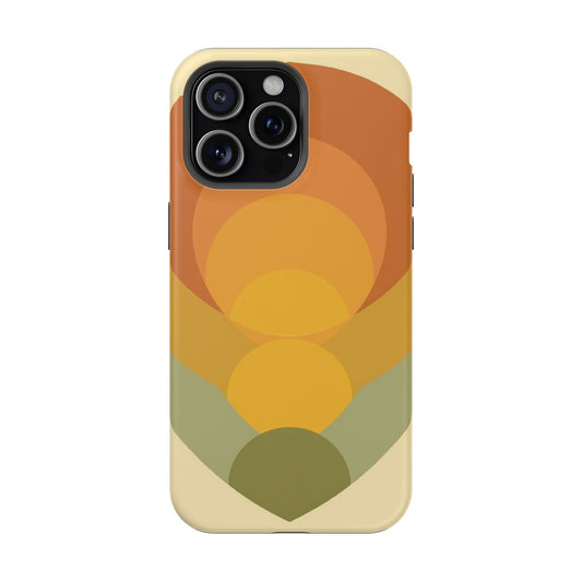 70s Sunburst Phone Case - Vintage Aesthetic iPhone Case, Retro Gift Idea, Brown Orange Design