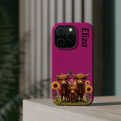 Highland Cow Phone Case - Personalized Custom Name | Cute Farm Animal Gift | iPhone Cases for Women & Girls