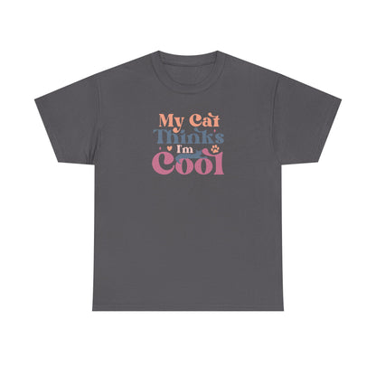 Funny Cat Lover T-Shirt – “My Cat Thinks I’m Cool” Graphic Tee – Gift for Proud Pet Owners