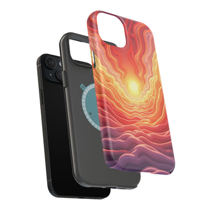 Golden Glow iPhone Case - Sunset Landscape Design, Aesthetic Gift Idea