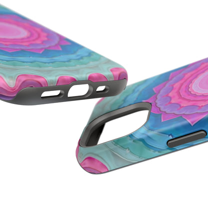 Rippled Radiance iPhone Case - Abstract Pink Floral Design, Aesthetic Gift Idea