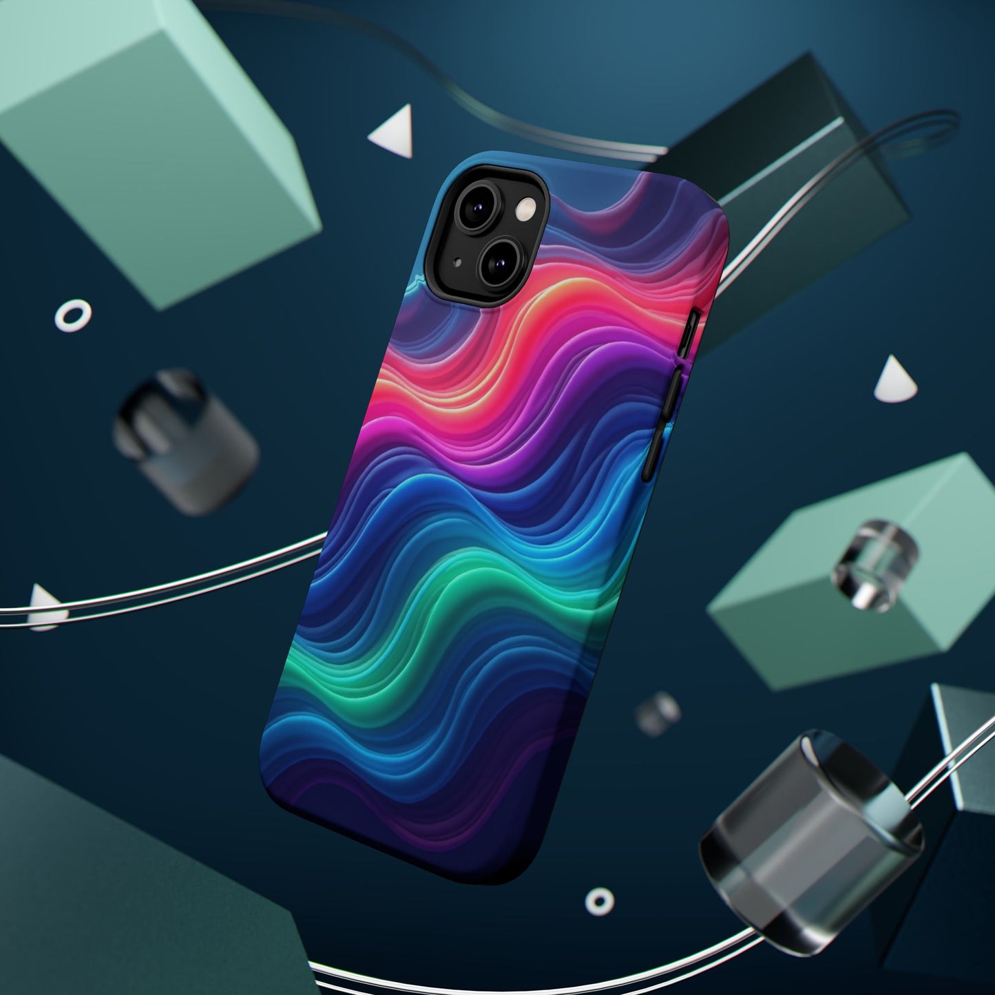 Neon Wave Phone Case - Aesthetic Glowing Design | iPhone 14-17 Cases | Trendy Gifts for Her, Rave Accessory