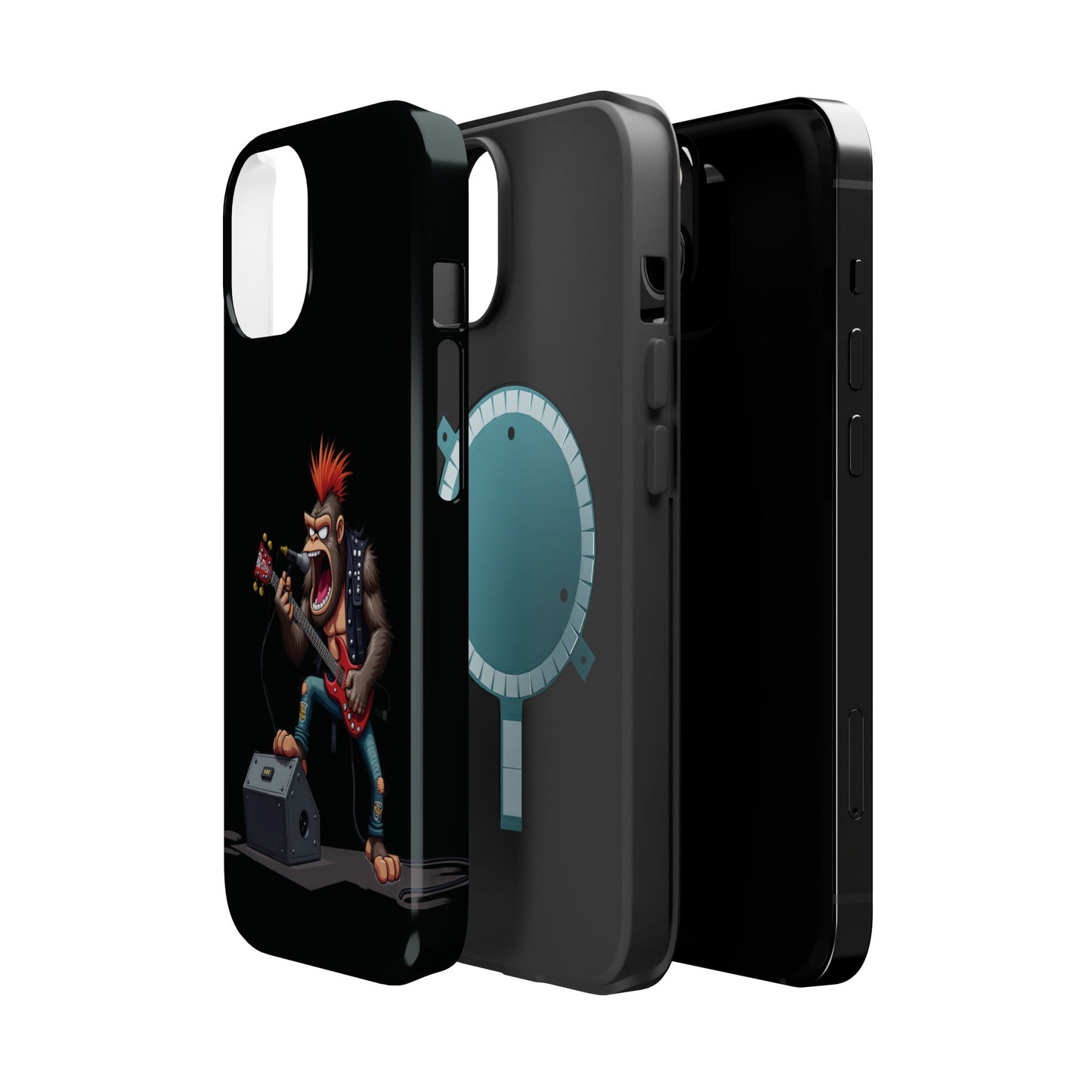 Punk Rock Gorilla iPhone Case - Funny Music Gift, Edgy Aesthetic, Animal Lover Gift