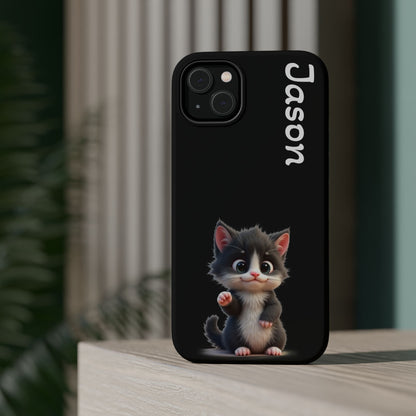 Personalized Kitten Phone Case - Custom Name Cat Lover Gift | Cute Black iPhone Cases for Women & Girls
