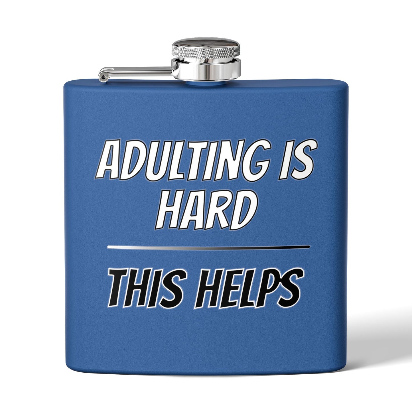 "Adulting Is Hard – This Helps" Flask – Funny Stainless Steel Hip Flask