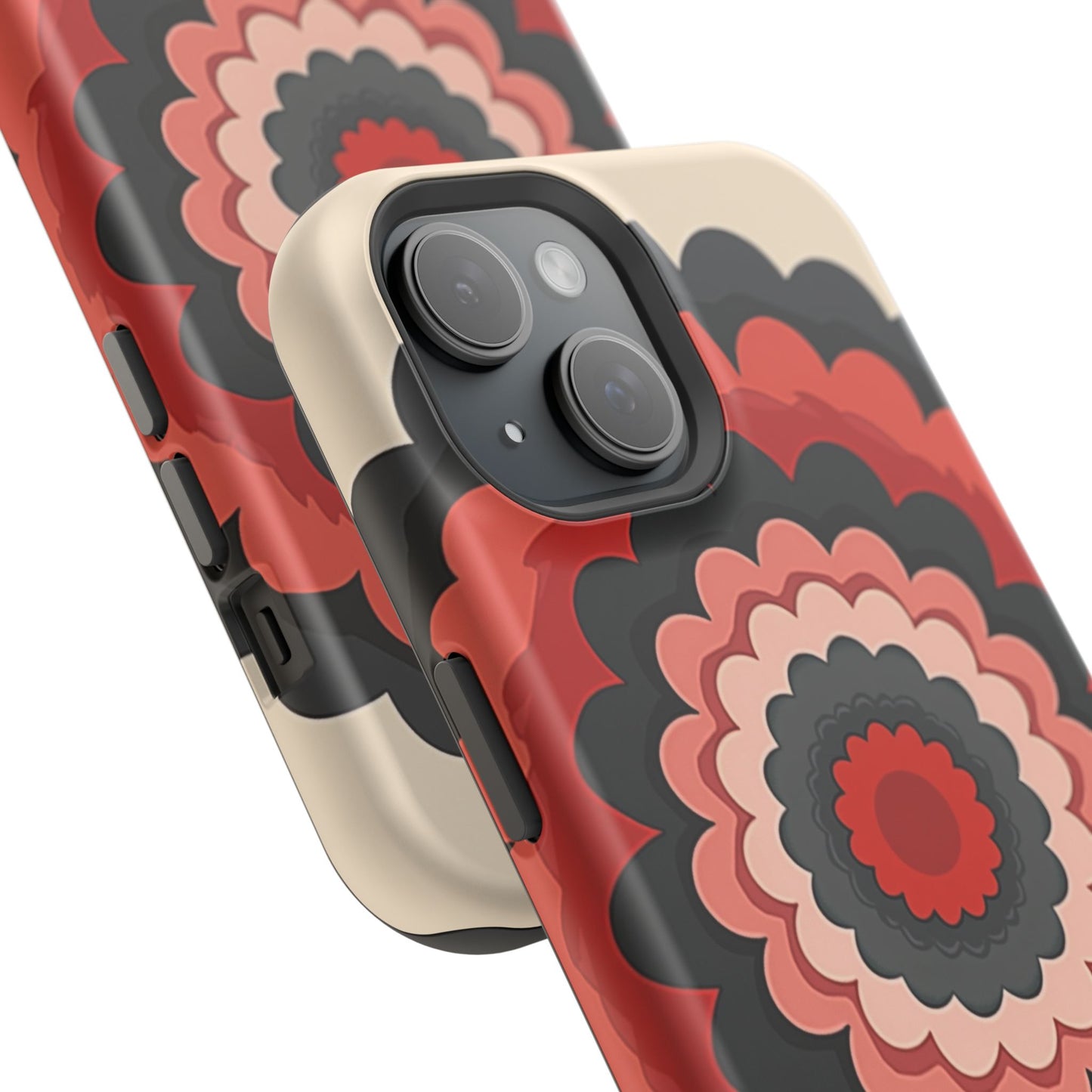 Layered Scallop Bloom iPhone Case - Retro Floral Design, Bold Aesthetic Gift Idea