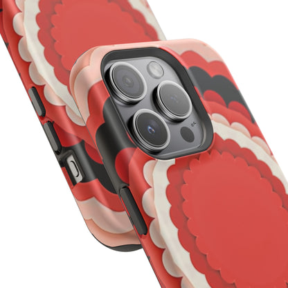 Red Floral iPhone Case - Bold Scalloped Design, Aesthetic Gift Idea