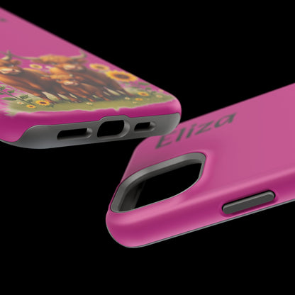 Highland Cow Phone Case - Personalized Custom Name | Cute Farm Animal Gift | iPhone Cases for Women & Girls