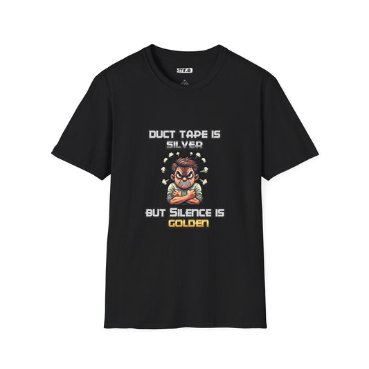 "Duct Tape is Silver, Silence is Golden" Funny & Witty Graphic Tee – Sarcastic Gift for Fixers, Makers & Overthinkers