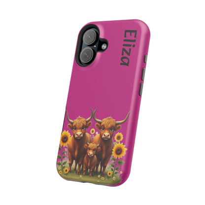 Highland Cow Phone Case - Personalized Custom Name | Cute Farm Animal Gift | iPhone Cases for Women & Girls