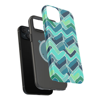 Watercolor Chevron Phone Case – Aesthetic Soft Pastel Phone Cover for iPhone | Unique Artistic Design with Floral Accents