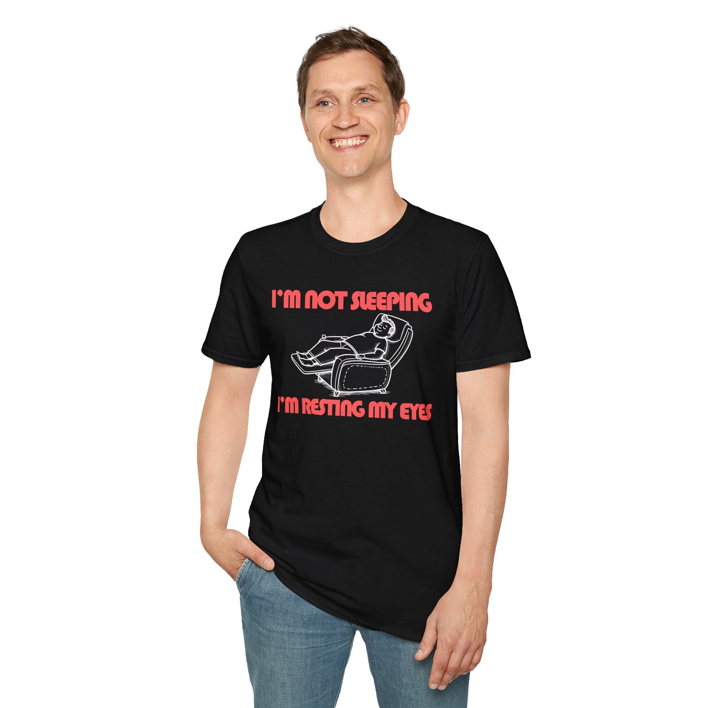 Funny Dad T-Shirt – “I’m Not Sleeping, I’m Resting My Eyes” – Gift for Napping Dads, Husbands & Recliner Kings