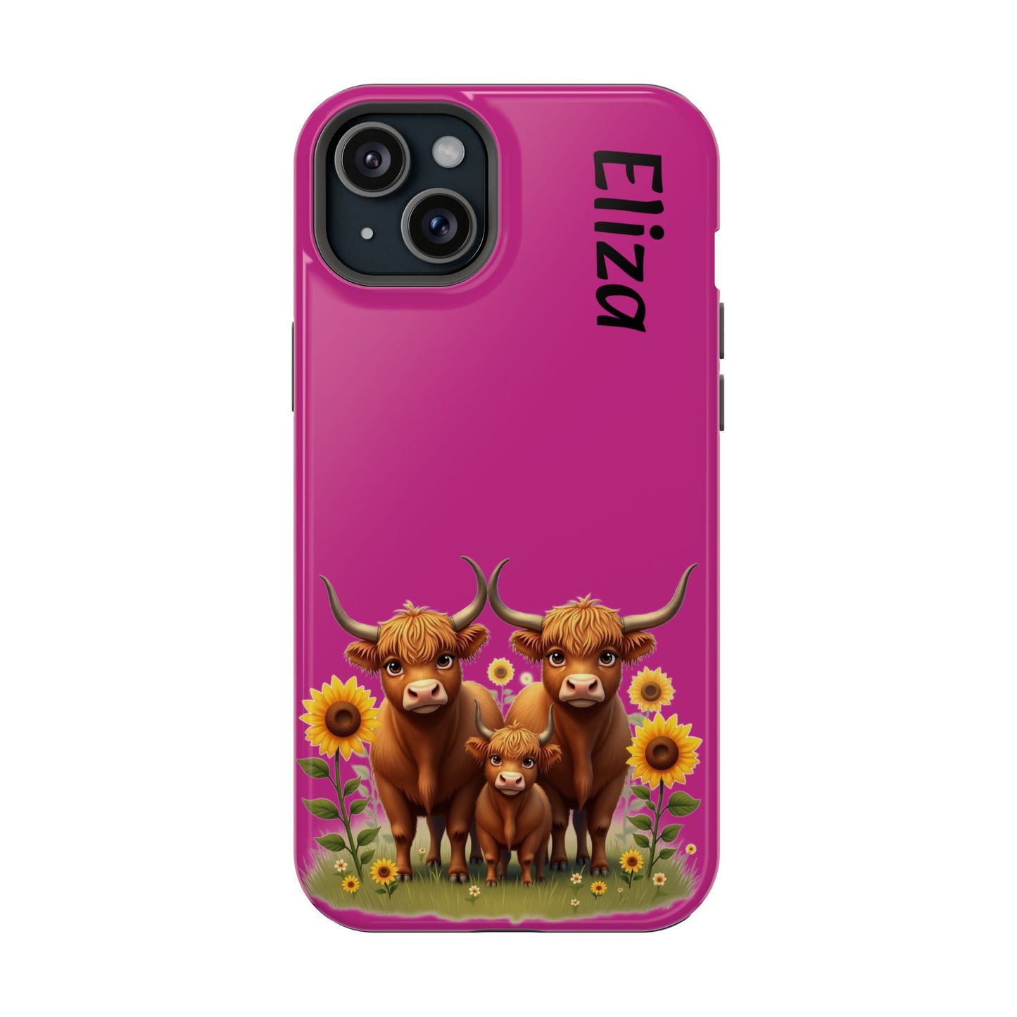 Highland Cow Phone Case - Personalized Custom Name | Cute Farm Animal Gift | iPhone Cases for Women & Girls