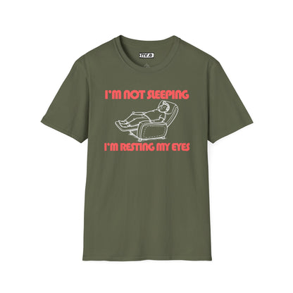 Funny Dad T-Shirt – “I’m Not Sleeping, I’m Resting My Eyes” – Gift for Napping Dads, Husbands & Recliner Kings