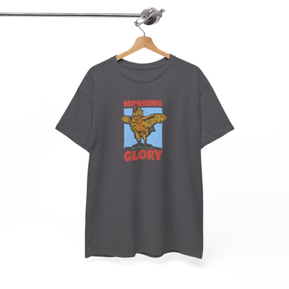 Funny Chicken T-Shirt – “Morning Glory” Retro Graphic Tee for Farm Life Fans & Early Risers