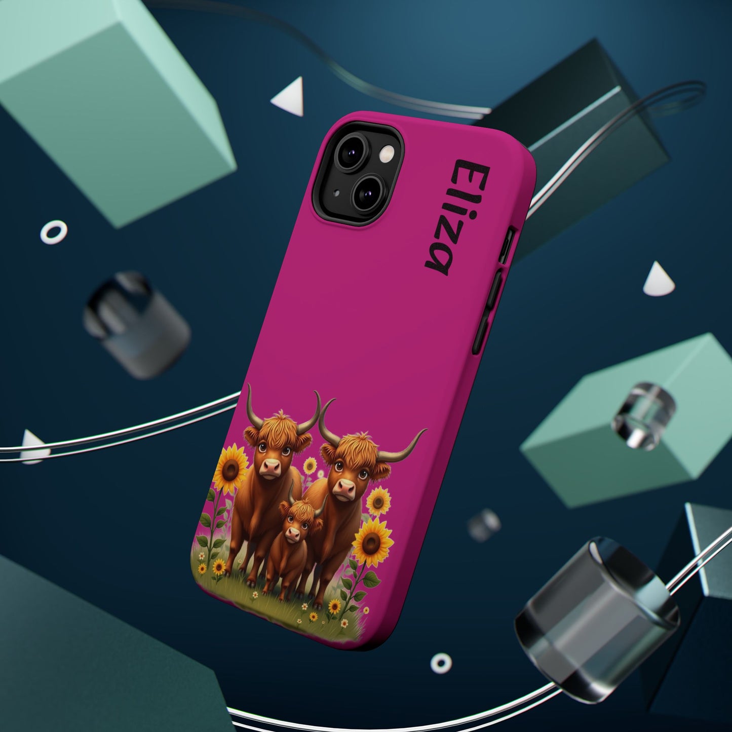 Highland Cow Phone Case - Personalized Custom Name | Cute Farm Animal Gift | iPhone Cases for Women & Girls