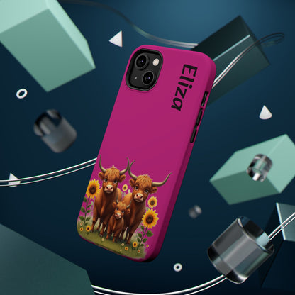 Highland Cow Phone Case - Personalized Custom Name | Cute Farm Animal Gift | iPhone Cases for Women & Girls