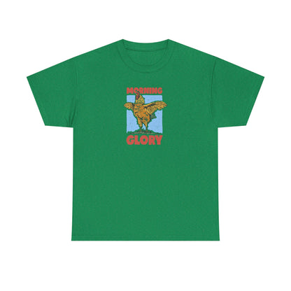 Funny Chicken T-Shirt – “Morning Glory” Retro Graphic Tee for Farm Life Fans & Early Risers