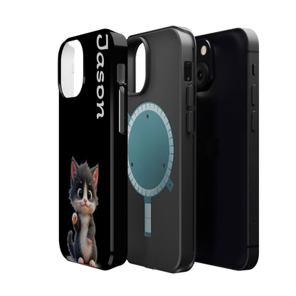 Personalized Kitten Phone Case - Custom Name Cat Lover Gift | Cute Black iPhone Cases for Women & Girls
