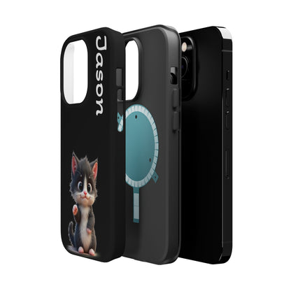 Personalized Kitten Phone Case - Custom Name Cat Lover Gift | Cute Black iPhone Cases for Women & Girls