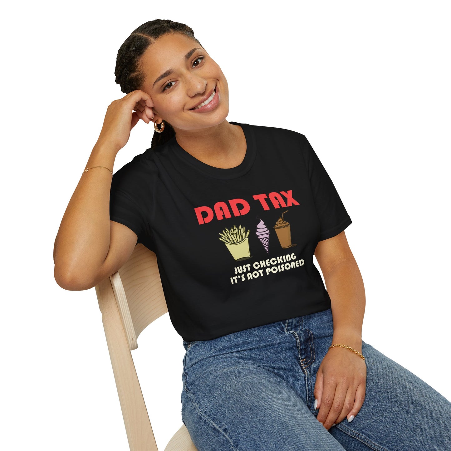 Funny Dad T-Shirt – "Dad Tax: Just Checking It’s Not Poisoned" – Gift for Fathers, Dads, and Food Snatchers