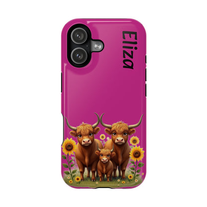 Highland Cow Phone Case - Personalized Custom Name | Cute Farm Animal Gift | iPhone Cases for Women & Girls