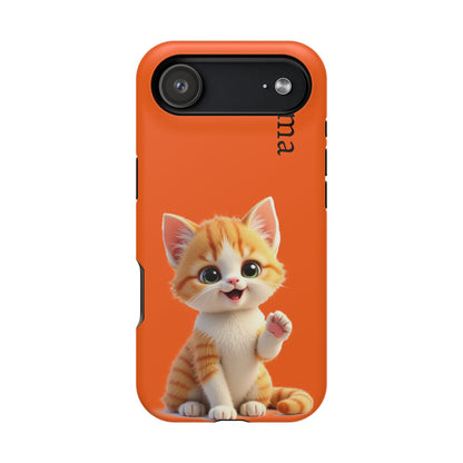 Personalized Orange Tabby Cat Phone Case - Custom Name Gift for Cat Lovers | Kawaii Kitten Cases for Girls & Women