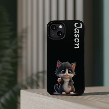 Personalized Kitten Phone Case - Custom Name Cat Lover Gift | Cute Black iPhone Cases for Women & Girls