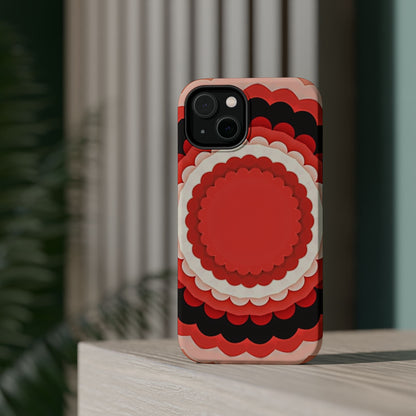 Red Floral iPhone Case - Bold Scalloped Design, Aesthetic Gift Idea