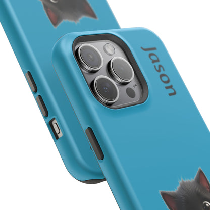 Personalized Black Kitten Phone Case - Custom Name Cat Lover Gift | Cute Teal Blue iPhone Cases for Women & Girls