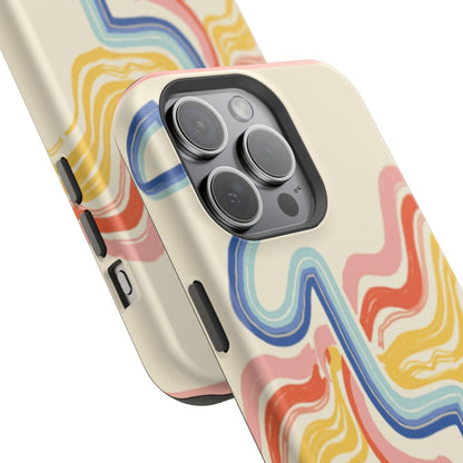 Retro Wave iPhone Case - Aesthetic Streamline Design, Trendy Gift Idea