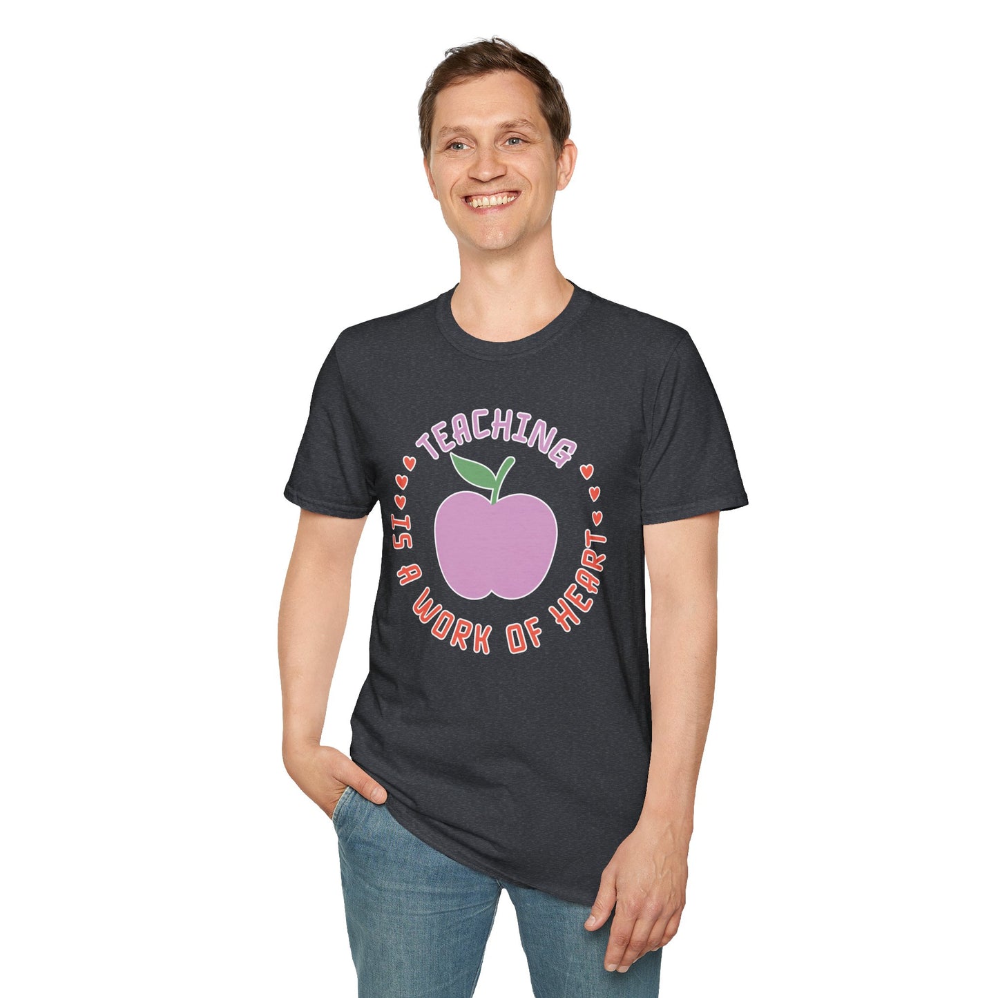 Teaching Is a Work of Heart T-Shirt Inspirational Teacher Gift Cute Teacher Appreciation Tee Comfortable Casual Wear