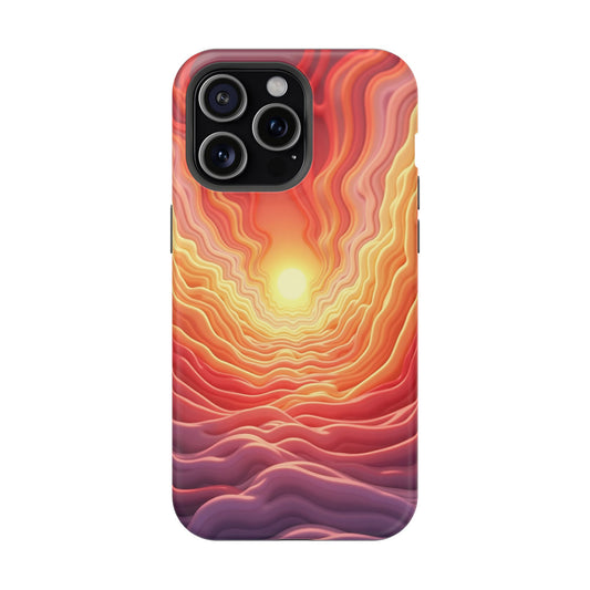 Golden Glow iPhone Case - Sunset Landscape Design, Aesthetic Gift Idea