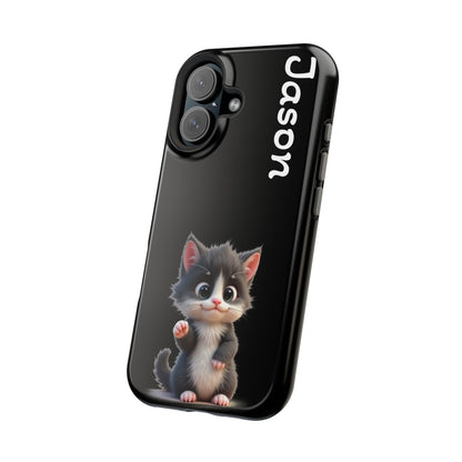 Personalized Kitten Phone Case - Custom Name Cat Lover Gift | Cute Black iPhone Cases for Women & Girls