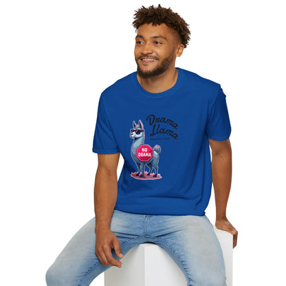 Funny Drama Llama Security Team T-Shirt – Sarcastic Llama with Sunglasses & “No Drama” Stop Sign, Ironic Humor Gift for Chill People