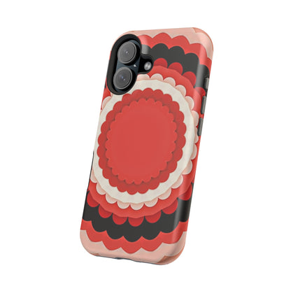 Red Floral iPhone Case - Bold Scalloped Design, Aesthetic Gift Idea