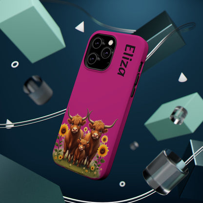 Highland Cow Phone Case - Personalized Custom Name | Cute Farm Animal Gift | iPhone Cases for Women & Girls
