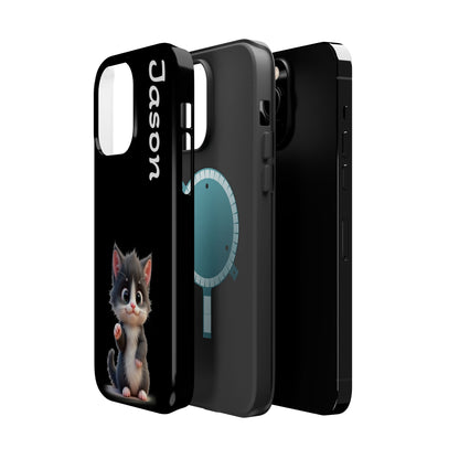 Personalized Kitten Phone Case - Custom Name Cat Lover Gift | Cute Black iPhone Cases for Women & Girls