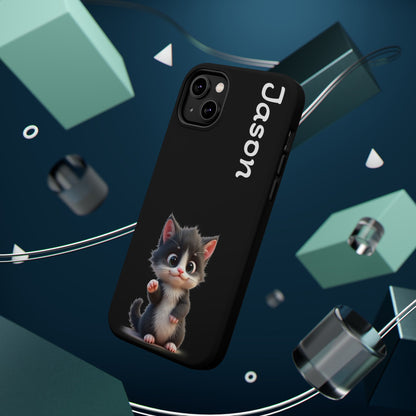Personalized Kitten Phone Case - Custom Name Cat Lover Gift | Cute Black iPhone Cases for Women & Girls