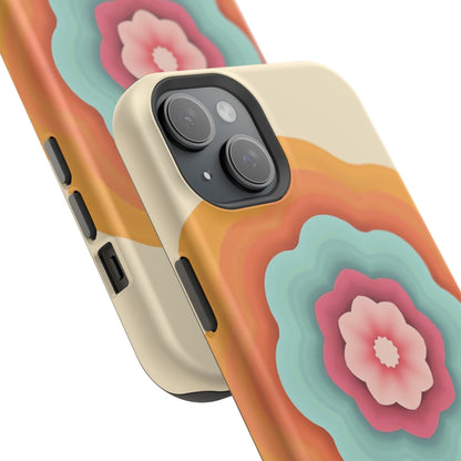 Retro Flower Phone Case - 70s Aesthetic iPhone Case, Vintage Gift Idea, Layered Floral Design