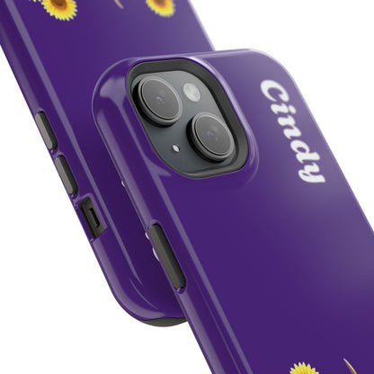 Personalized Purple Highland Cow Phone Case - Custom Name Farm Animal Gift | Cute Purple iPhone Cases for Women & Girls