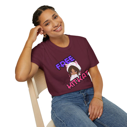 "Free KitKat" Anime Girl T-Shirt – Cute Kawaii Cat Hoodie Design